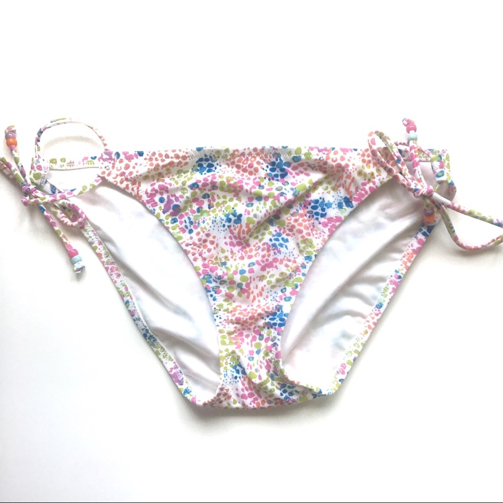 VS splatter side tie string beaded bikini bottom